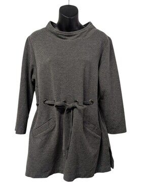 Linea by Louis Dell'Olio Womens Gray Cowl Neck 3/4 Sleeve Pocket Tunic M